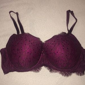 Maroon rhinestone bra